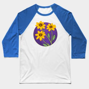 SHOWY GROWY Chocolate Flower Baseball T-Shirt